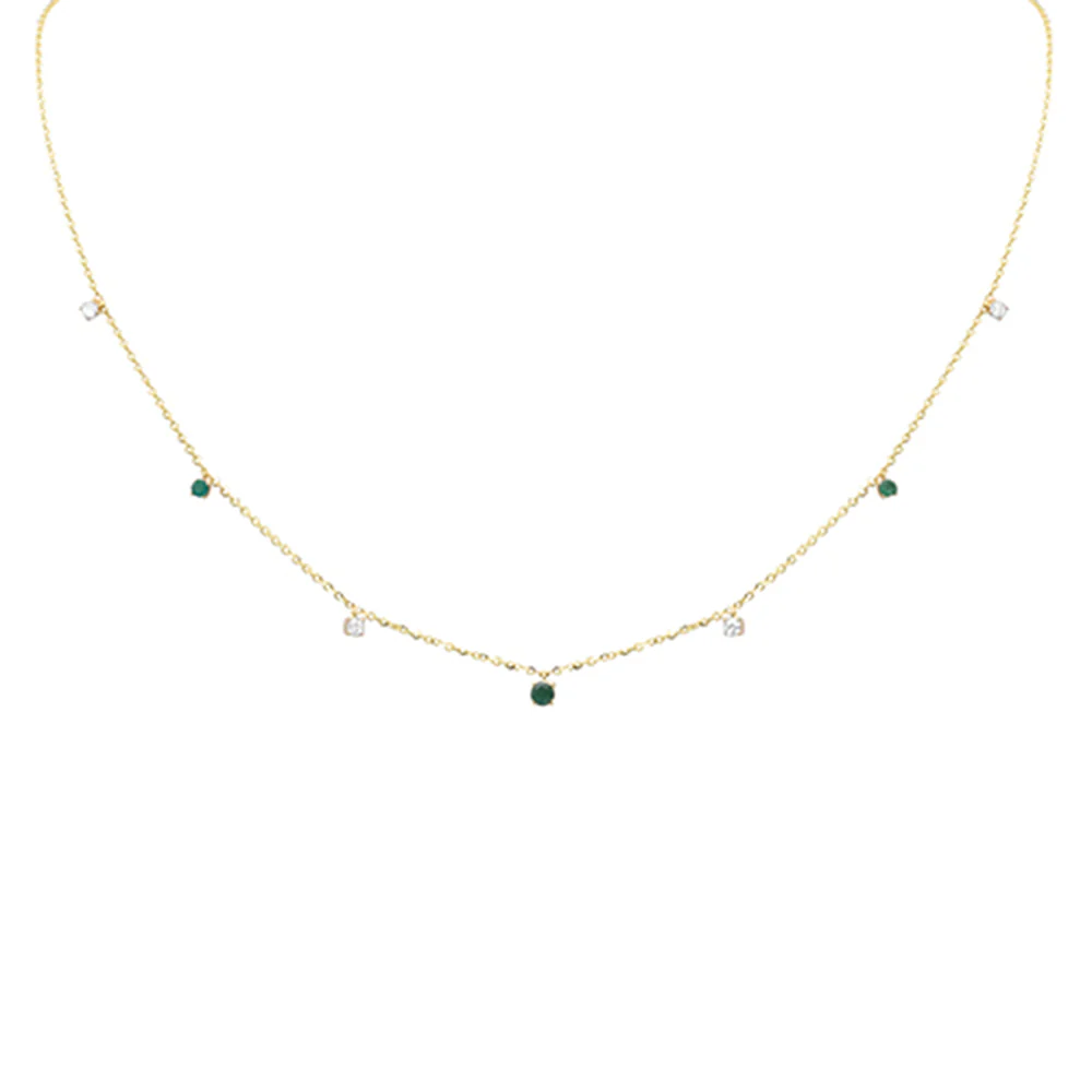 <span>DIAMOND CLOSEOUT! </span> .34ct G SI 14K Yellow Gold Diamond & Emerald Gemstone Pendant Necklace 16+2" Long