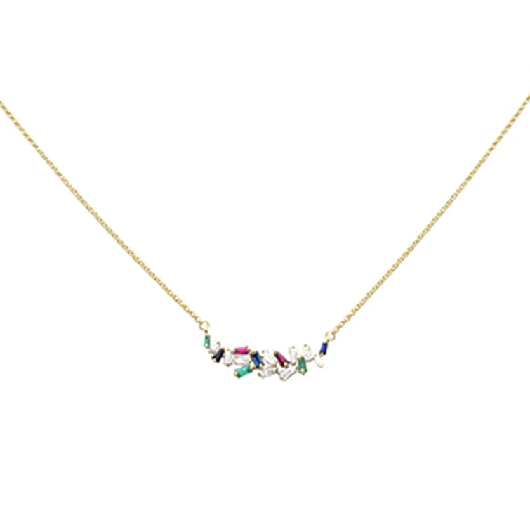 <span style="color:purple">SPECIAL!</span> .66ct G SI 14K Yellow Gold Diamond & Multi Color Pendant Necklace 18"Long