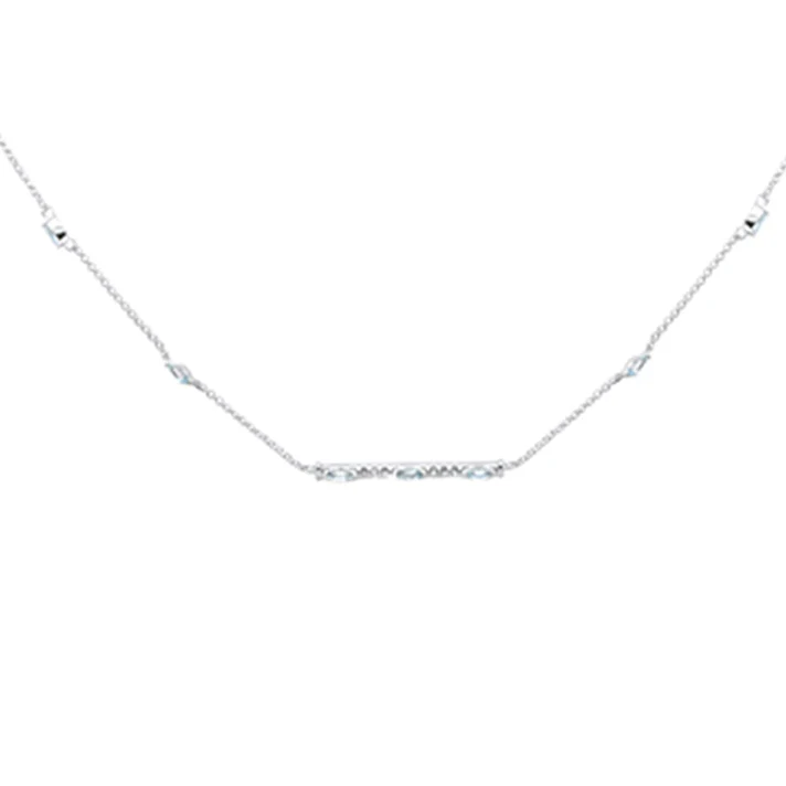 <span style="color:purple">SPECIAL!</span> .53ct G SI 14K White Gold Aquamarine Pendant Necklace 16 + 2" Ext