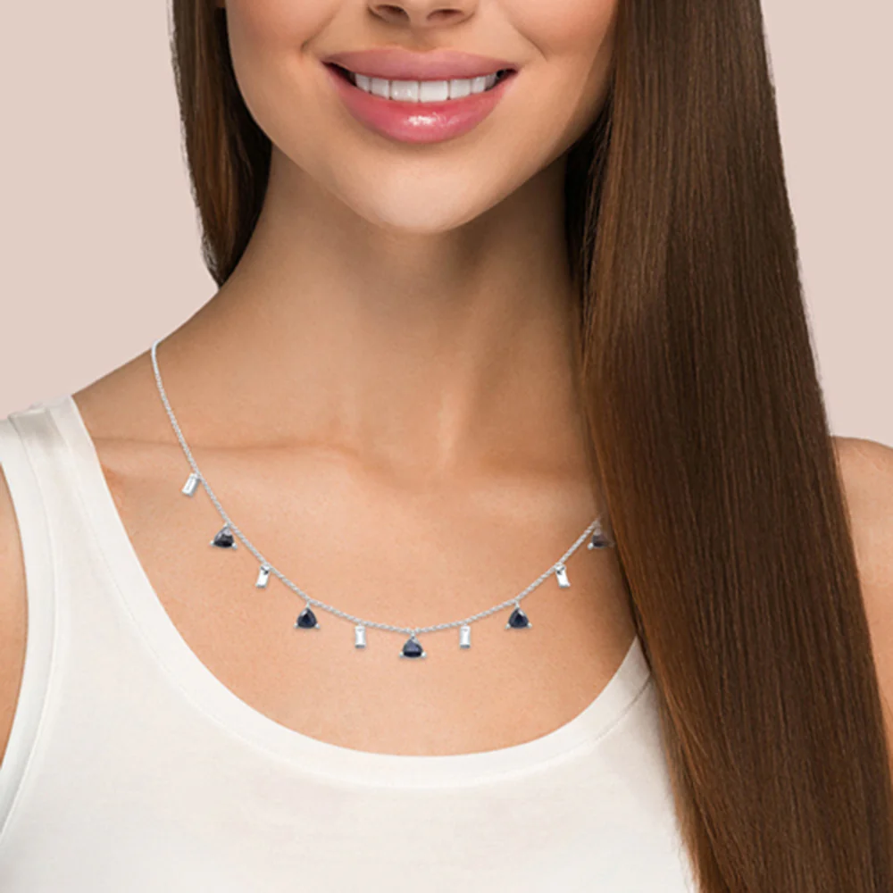 <span>GEMSTONE CLOSEOUT! </span> 3.17ct G SI 14K White Gold Diamond & Blue Sapphire Pendant Necklace 16 + 2" Ext - Image 2