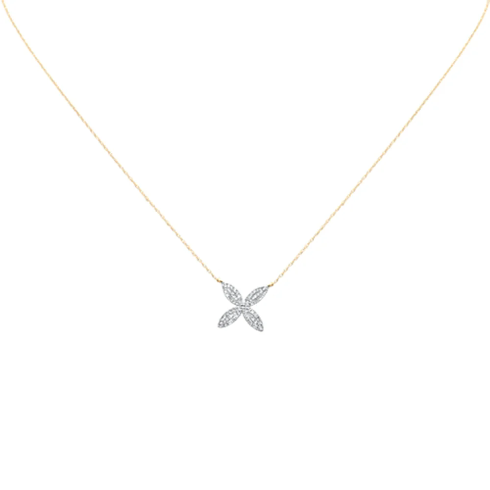 <span style="color:purple">SPECIAL!</span> .25ct G SI 14K Yellow Gold Diamond Flower Pendant Necklace 18" Long