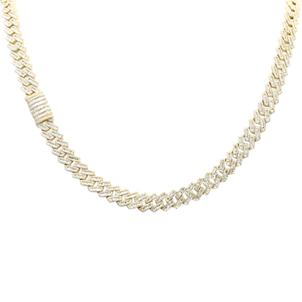 <span style="color:purple">SPECIAL!</span> 7MM 7.83ct G SI 14K Yellow Gold Baguette & Round Diamond Square Cuban Necklace 22" Long - Image 3