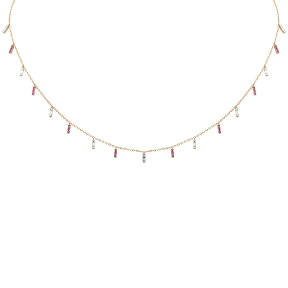 <span>DIAMOND CLOSEOUT! </span> .41ct F SI 14K Yellow Gold Diamond & Ruby Pendant Necklace 16" + 2" Long