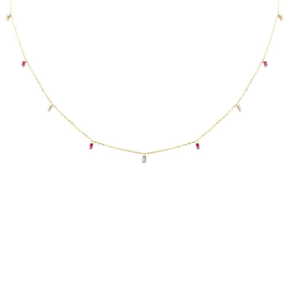 <span>DIAMOND CLOSEOUT! </span> .23ct F SI 14K Yellow Gold Diamond & Ruby Pendant Necklace 16" + 2" Long