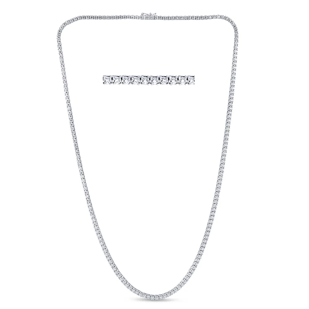 <span style="color:purple">SPECIAL!</span>5.01ct G SI 14K White Gold Diamond Tennis Necklace 16" Long - Image 3
