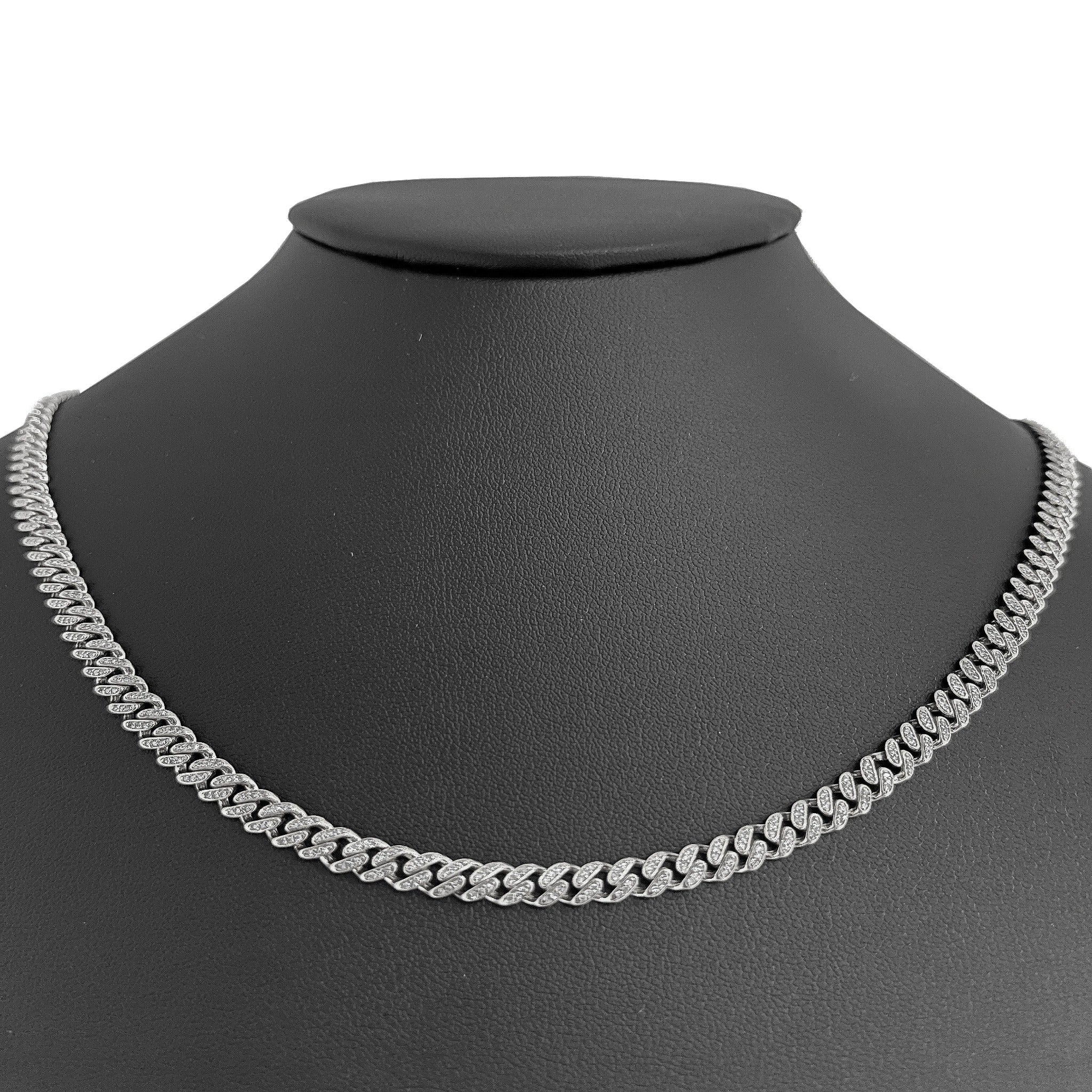 <span style="color:purple">SPECIAL!</span>5mm 1.65ct G SI 14k White Gold Round Diamond Cuban Necklace 20"