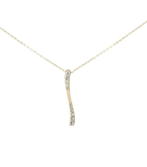 <span style="color:purple">SPECIAL!</span> .25ct G SI 14K Yellow Gold Diamond Bar Drop Pendant 18" Long Chain