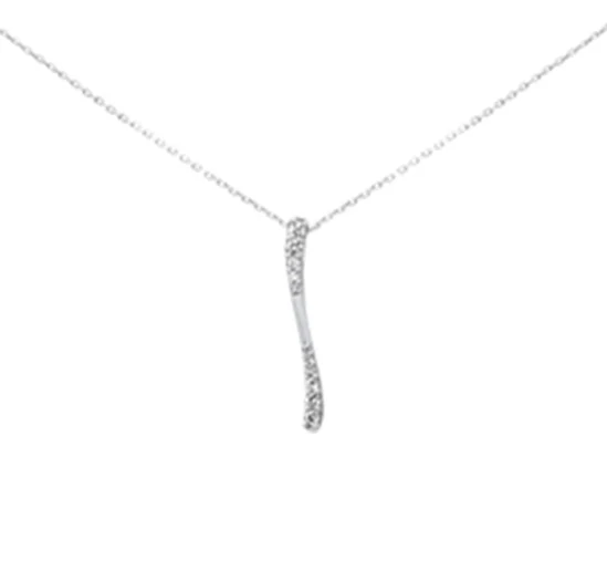 <span style="color:purple">SPECIAL!</span> .25ct G SI 14K White Gold Diamond Bar Drop Pendant 18" Long Chain