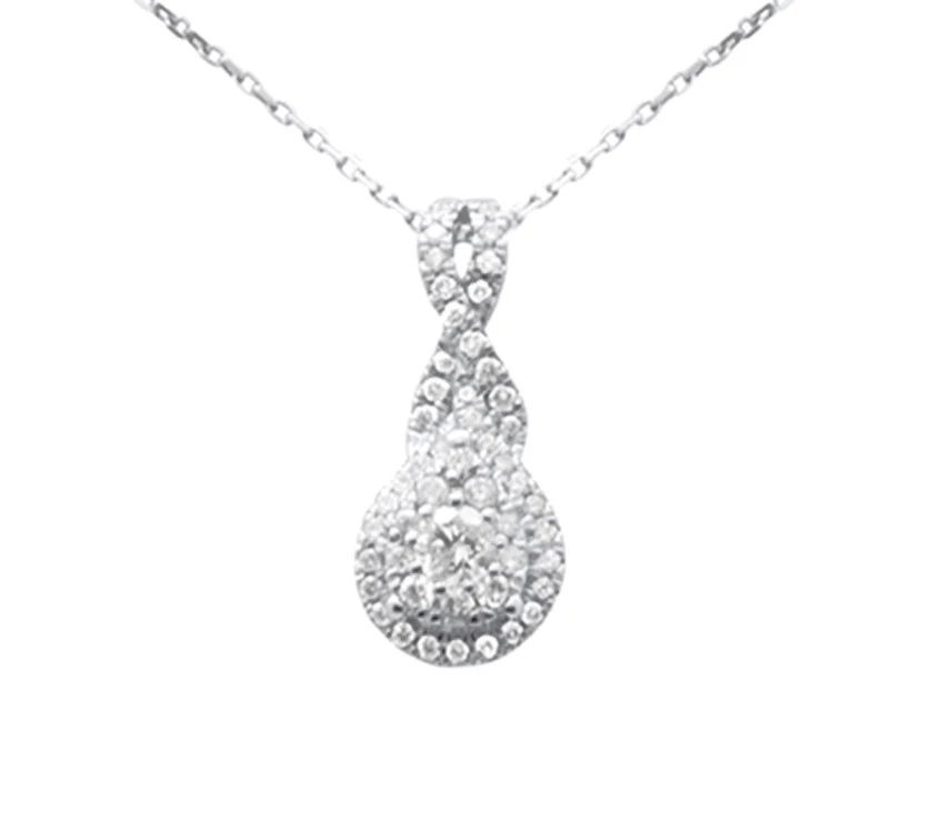 <span style="color:purple">SPECIAL!</span> .50ct G SI 14K White Gold Pear Shape Diamond Pendant Necklace  18" Long Chain - Image 3