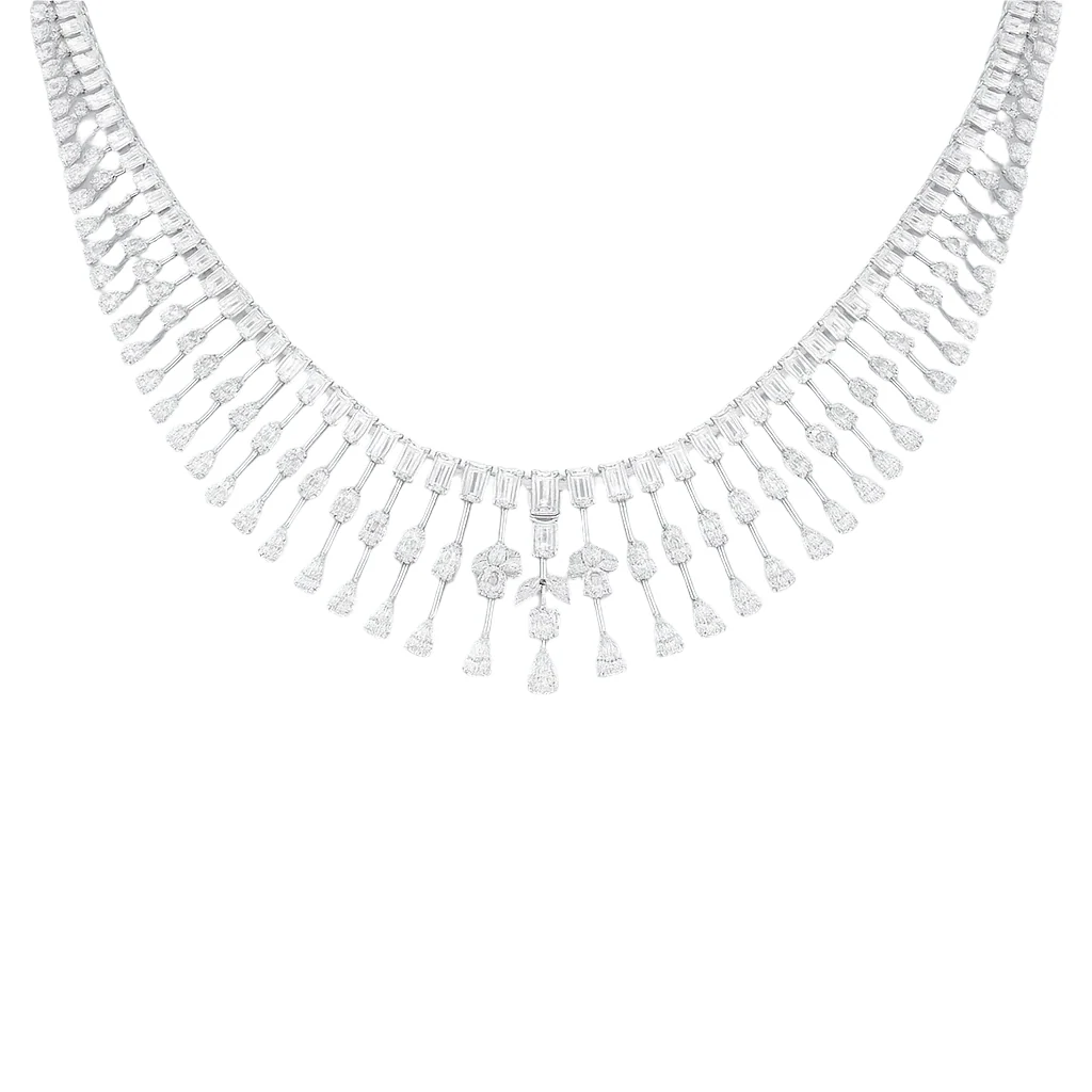 <span style="color:purple">SPECIAL!</span> 23.65ct G SI 14K White Gold Natural Diamond Exquisite Diamond Necklace 16" Long - Image 2