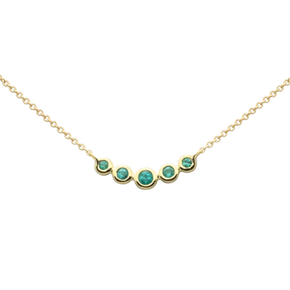 .14ct G SI 14K Yellow Gold Emerald Gemstones Pendant Necklace 18" Long