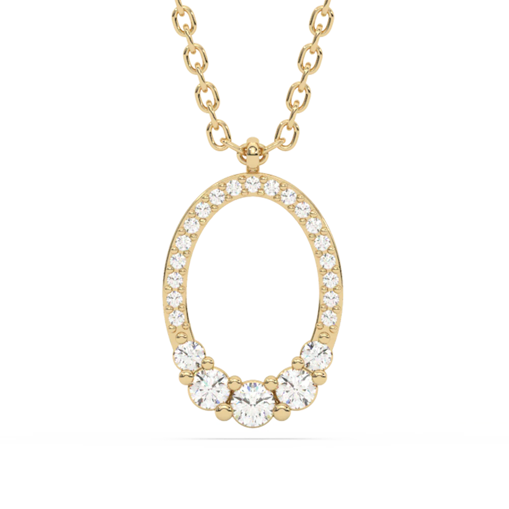 .23ct G SI 14K Yellow Gold Diamond Oval Shape Pendant Necklace 18" Long