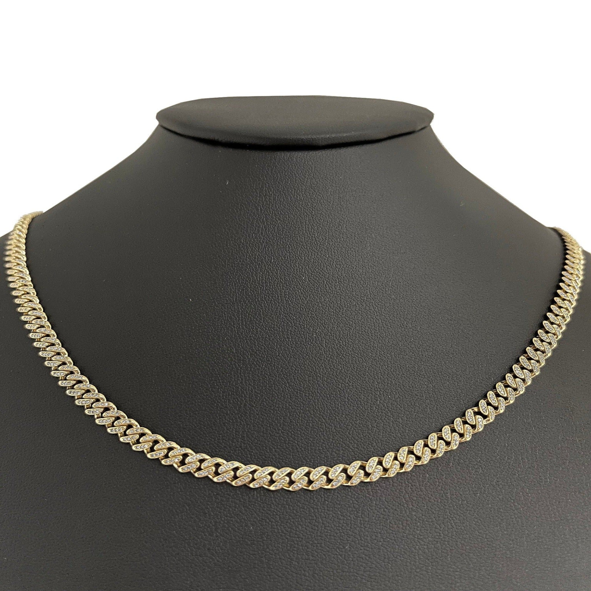 <span style="color:purple">SPECIAL!</span>5mm 1.64ct G SI 14k Yellow Gold Diamond Round Cuban Necklace 20"
