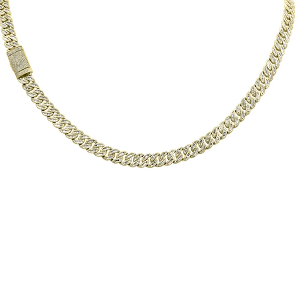 <span style="color:purple">SPECIAL!</span>7MM 8.10ct G SI 14K Yellow Gold Round & Baguette Diamond Cuban Necklace 22" Long - Image 2