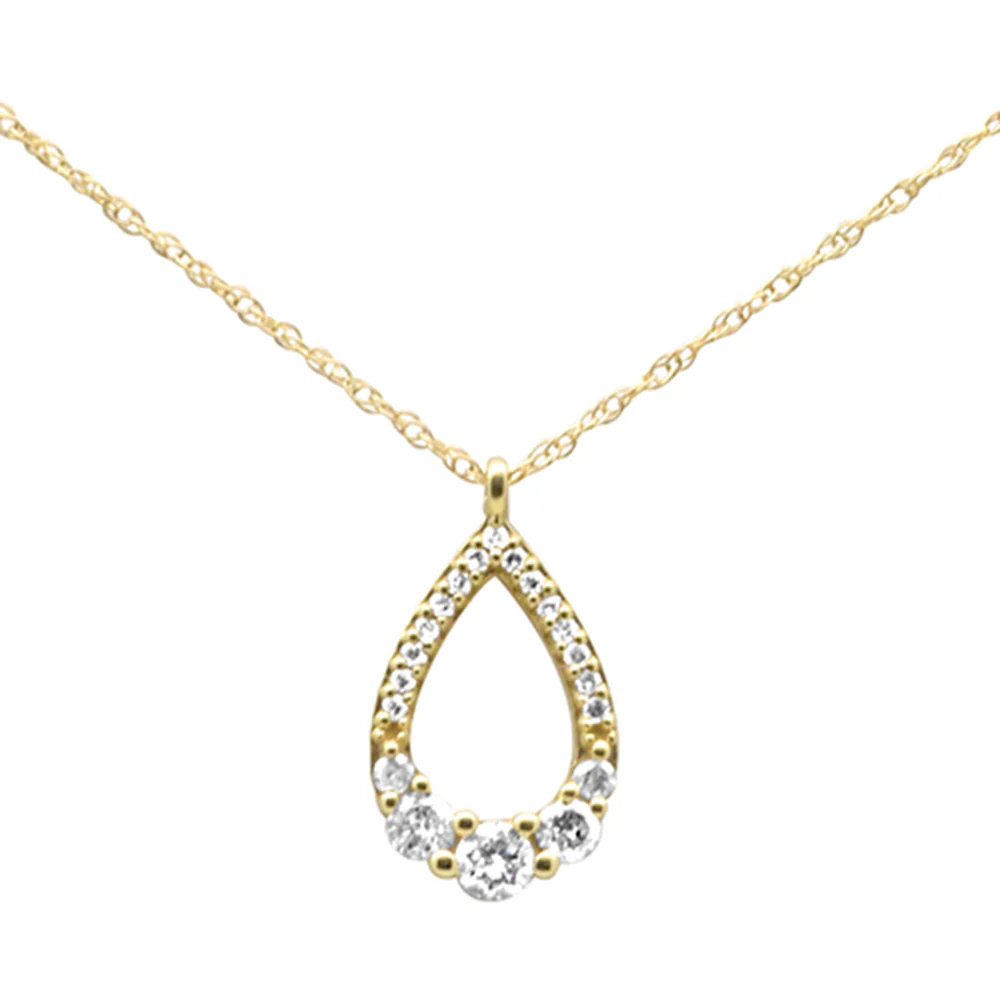 .23ct G SI 14K Yellow Gold Diamond Pear Shape Pendant Necklace 18" Long