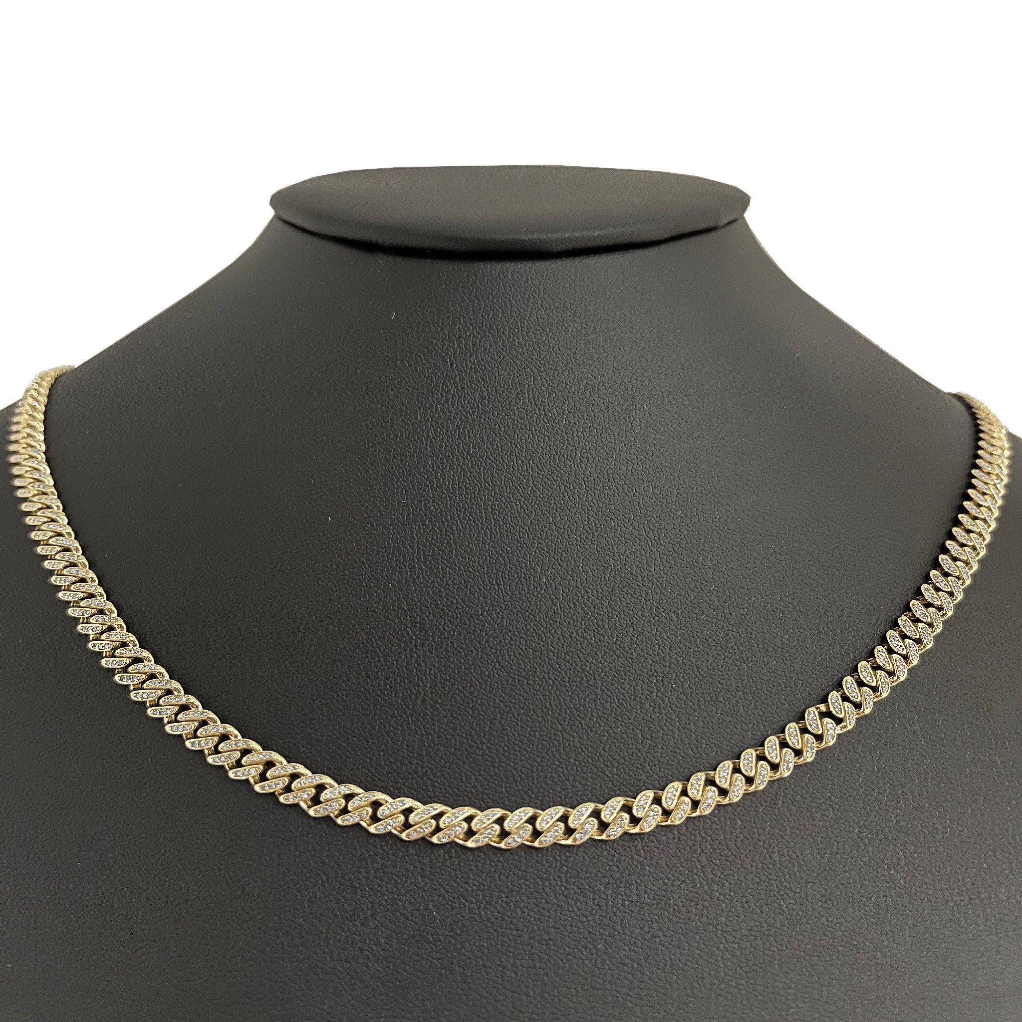 <span style="color:purple">SPECIAL!</span> 5mm 1.26ct G SI 14k Yellow Gold Round Diamond Cuban Necklace 16"