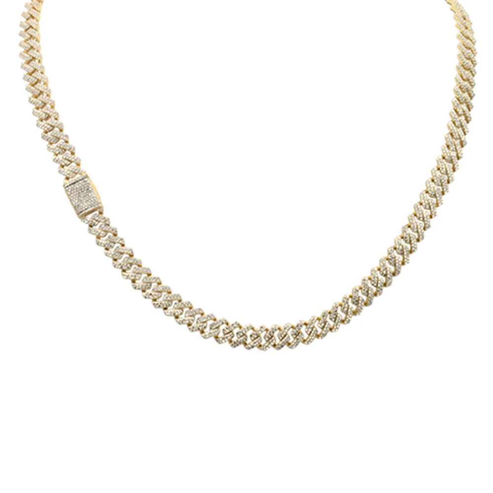<span style="color:purple">SPECIAL!</span> 7mm 6.01ct G SI 14K Yellow Gold Diamond Square Cuban Necklace 22" Long