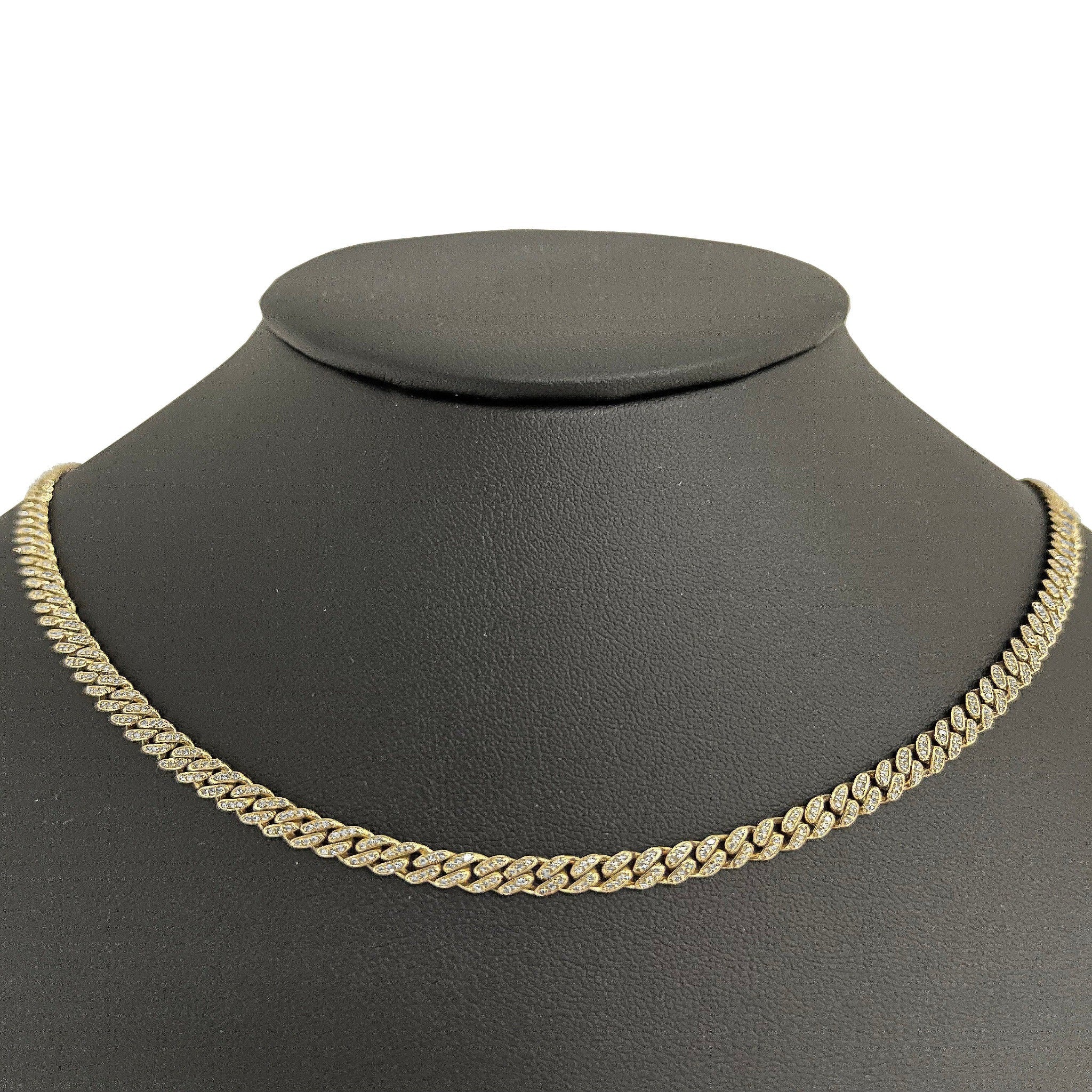 <span style="color:purple">SPECIAL!</span> 4mm 1.82ct 14k Yellow Gold Diamond Round Cuban Necklace 18"