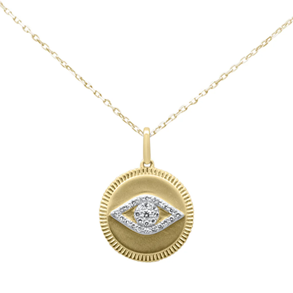 <span style="color:purple">SPECIAL!</span>.12ct G SI 14K Yellow Gold Diamond Round Pendant Necklace 18" Long Chain