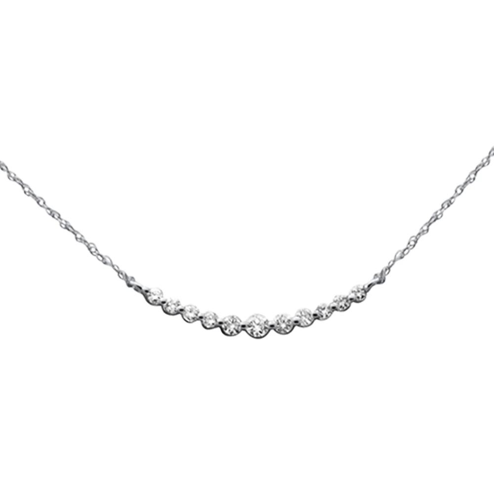 <span style="color:purple">SPECIAL!</span> .25ct G SI 14K White Gold Graduated Set Diamond Pendant Necklace 18" Long Chain