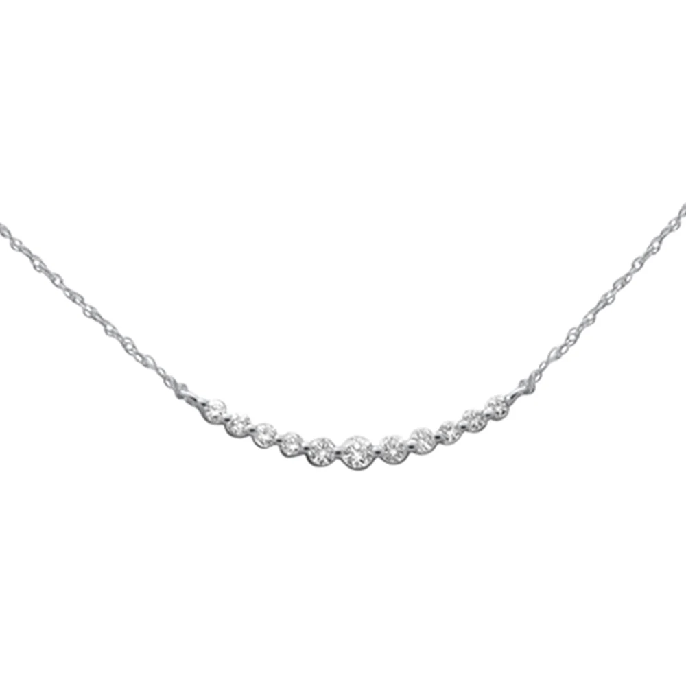 <span style="color:purple">SPECIAL!</span> .25ct G SI 14K White Gold Graduated Set Diamond Pendant Necklace 18" Long Chain - Image 2