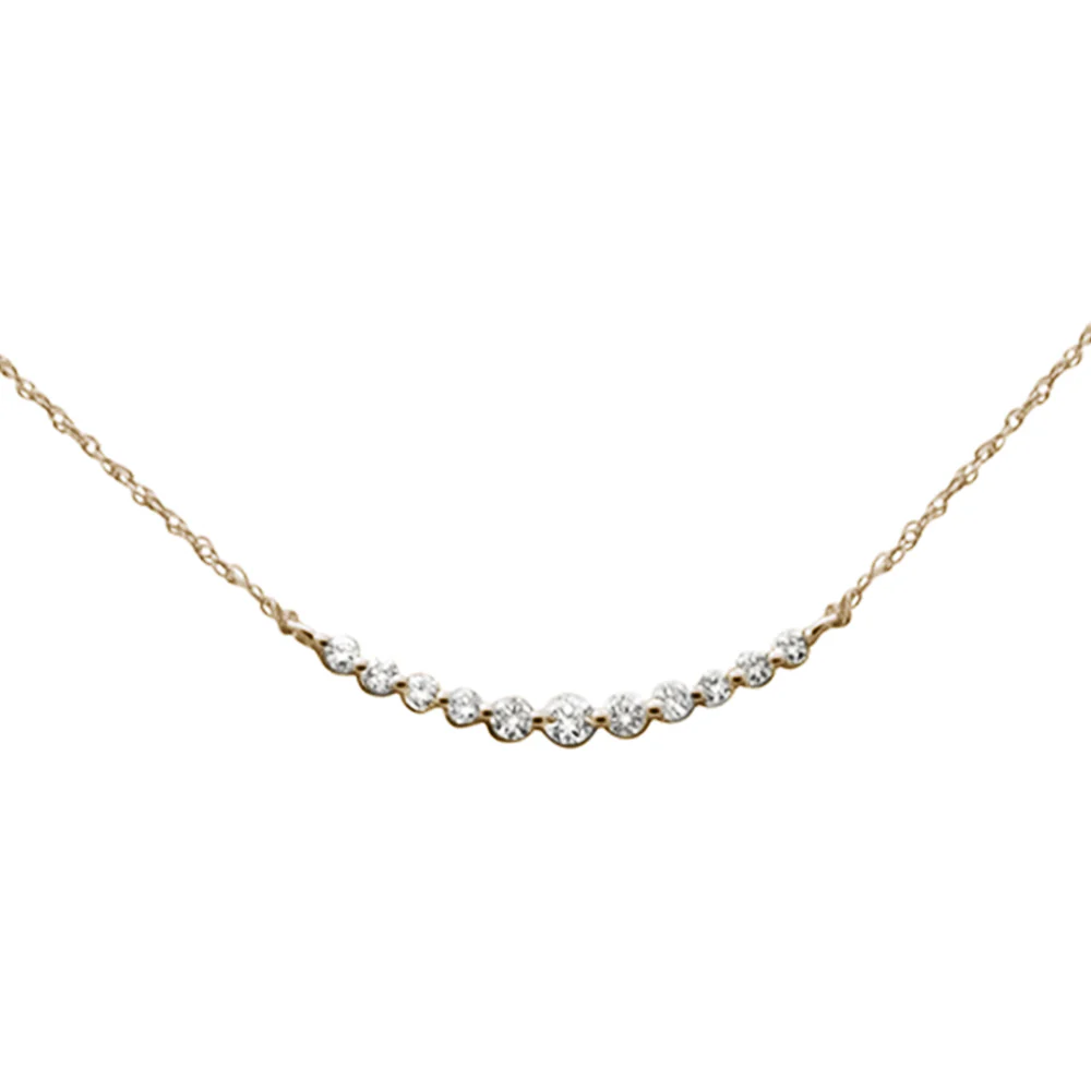 .25ct G SI 14K Yellow Gold Graduated Set Diamond Pendant Necklace 18" Long Chain