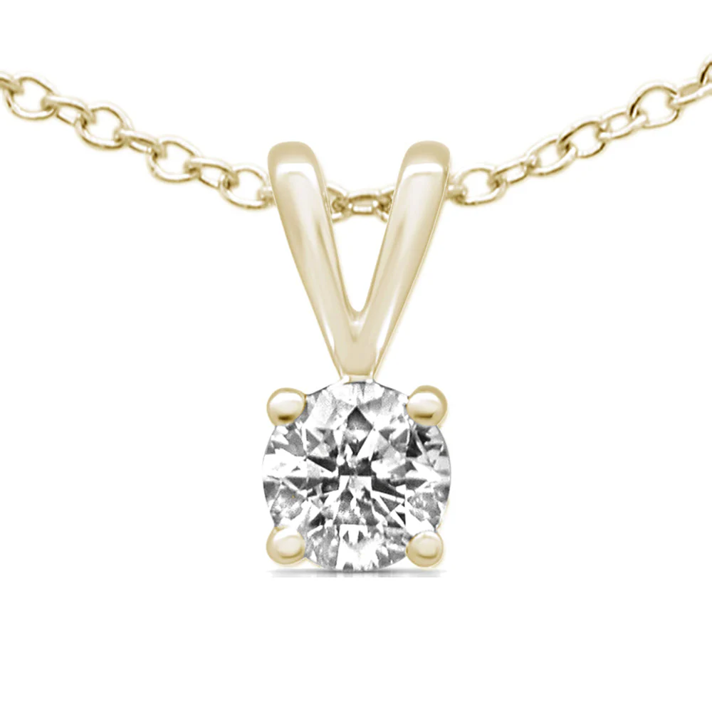 <span style="color:purple">SPECIAL!</span> .50ct G SI 14K Yellow Gold Diamond Solitaire Pendant Necklace 18" Long