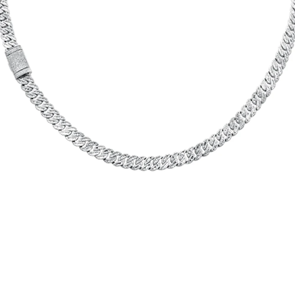<span style="color:purple">SPECIAL!</span>7MM 8.01ct G SI 14K White Gold Round & Baguette Diamond Cuban Necklace 18" Long - Image 2