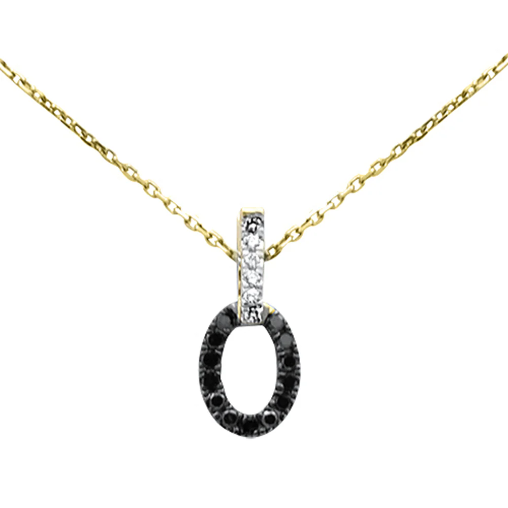 .20ct G SI 14K Yellow Gold Black & White Diamond Pendant Necklace 18" Long Chain