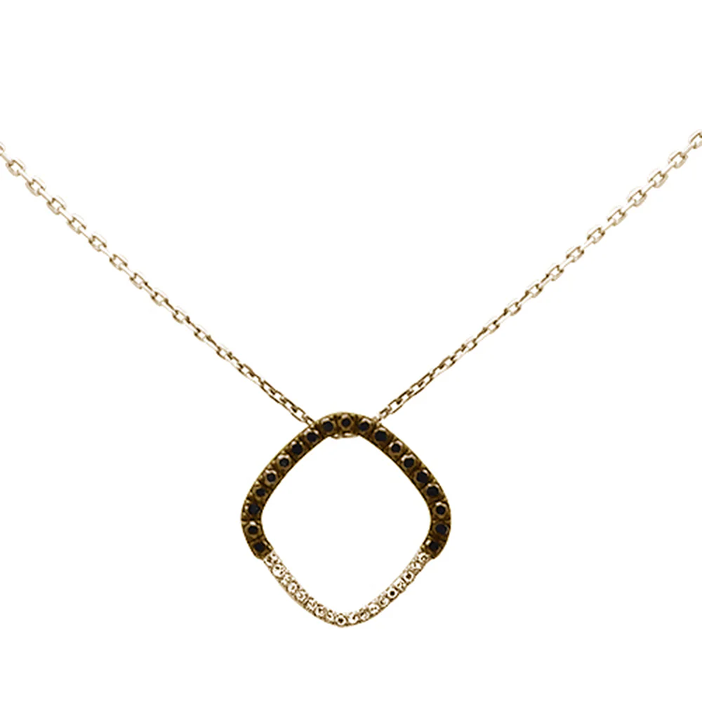 .20ct G SI 14K Yellow Gold Black & White Diamond Pendant Necklace 18" Long Chain