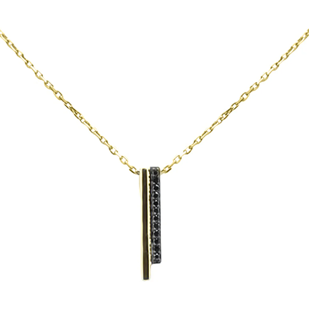 .06ct G SI 14K Yellow Gold Black Diamond Pendant Necklace 18" Long Chain