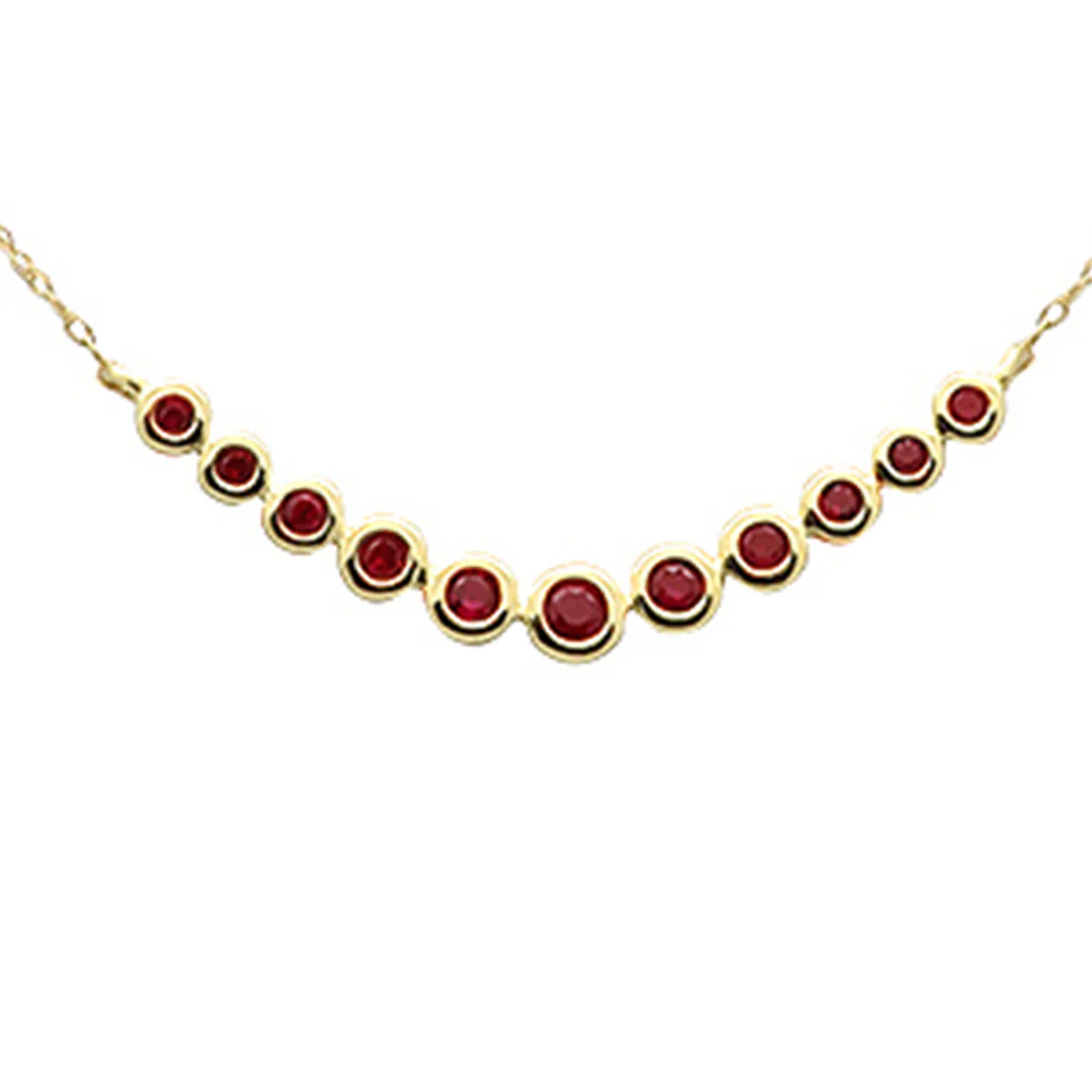 <span style="color:purple">SPECIAL!</span> .30ct G SI 14K Yellow Gold Ruby Gemstones Pendant Necklace 18" Long Chain