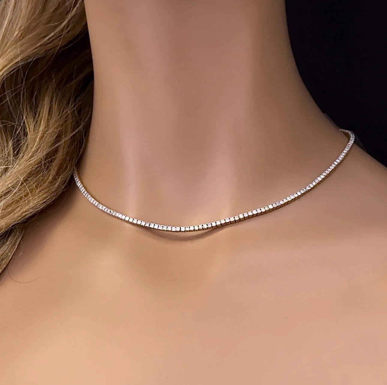 <span style="color:purple">SPECIAL!</span>4.37ct G SI 14K White Gold Diamond Tennis Necklace 16" Long - Image 2