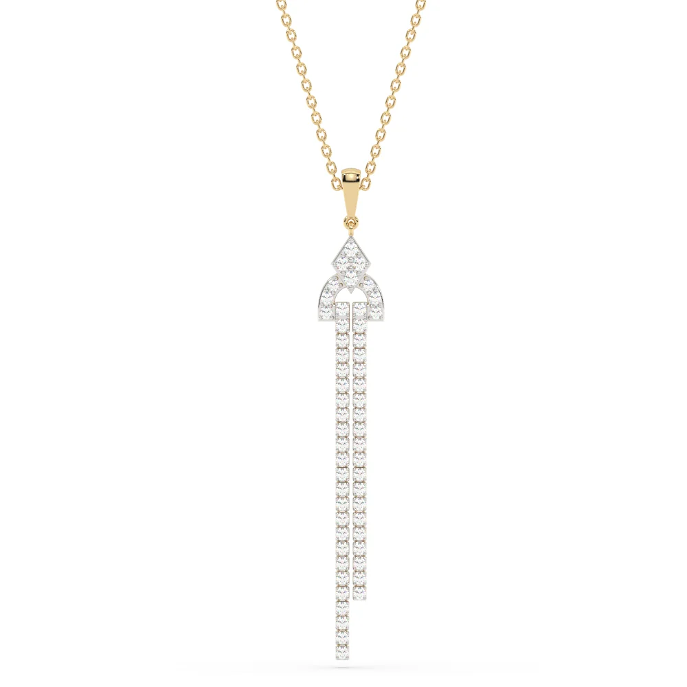 <span style="color:purple">SPECIAL!</span>.88ct G SI 14K Yellow Gold Diamond Drop Pendant Necklace 18" Long Chain