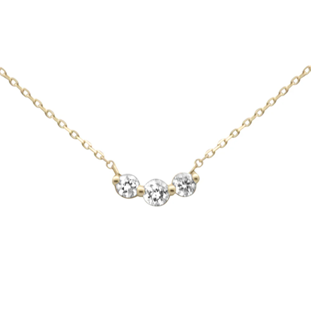 <span style="color:purple">SPECIAL!</span> .25ct G SI 14K Yellow Gold Three Stone Diamond Pendant Necklace  18" Long Chain - Image 2