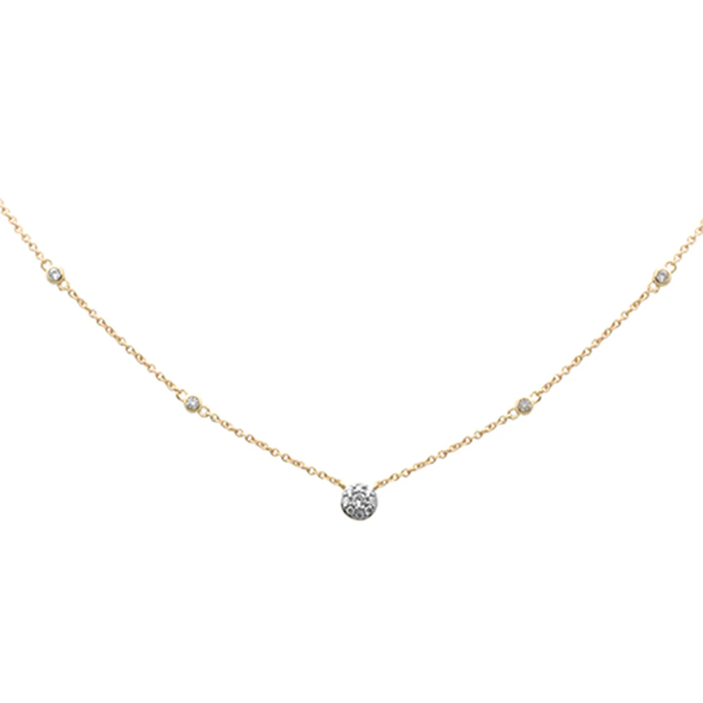 <span style="color:purple">SPECIAL!</span>.33ct G SI 14K Yellow Gold Round Diamond Pendant Necklace 18" Long Chain