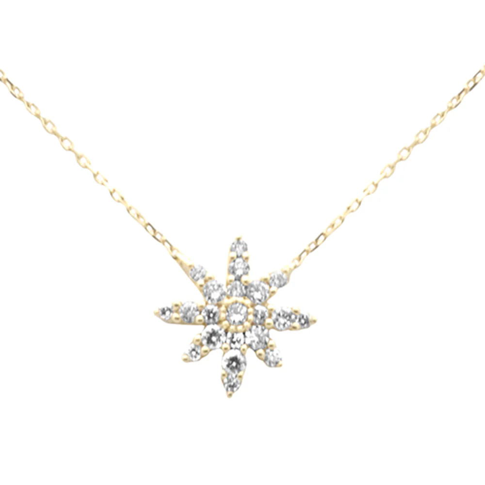 <span style="color:purple">SPECIAL!</span>.33ct G SI 14K Yellow Gold Diamond Starburst Pendant Necklace 18" Long Chain - Image 2