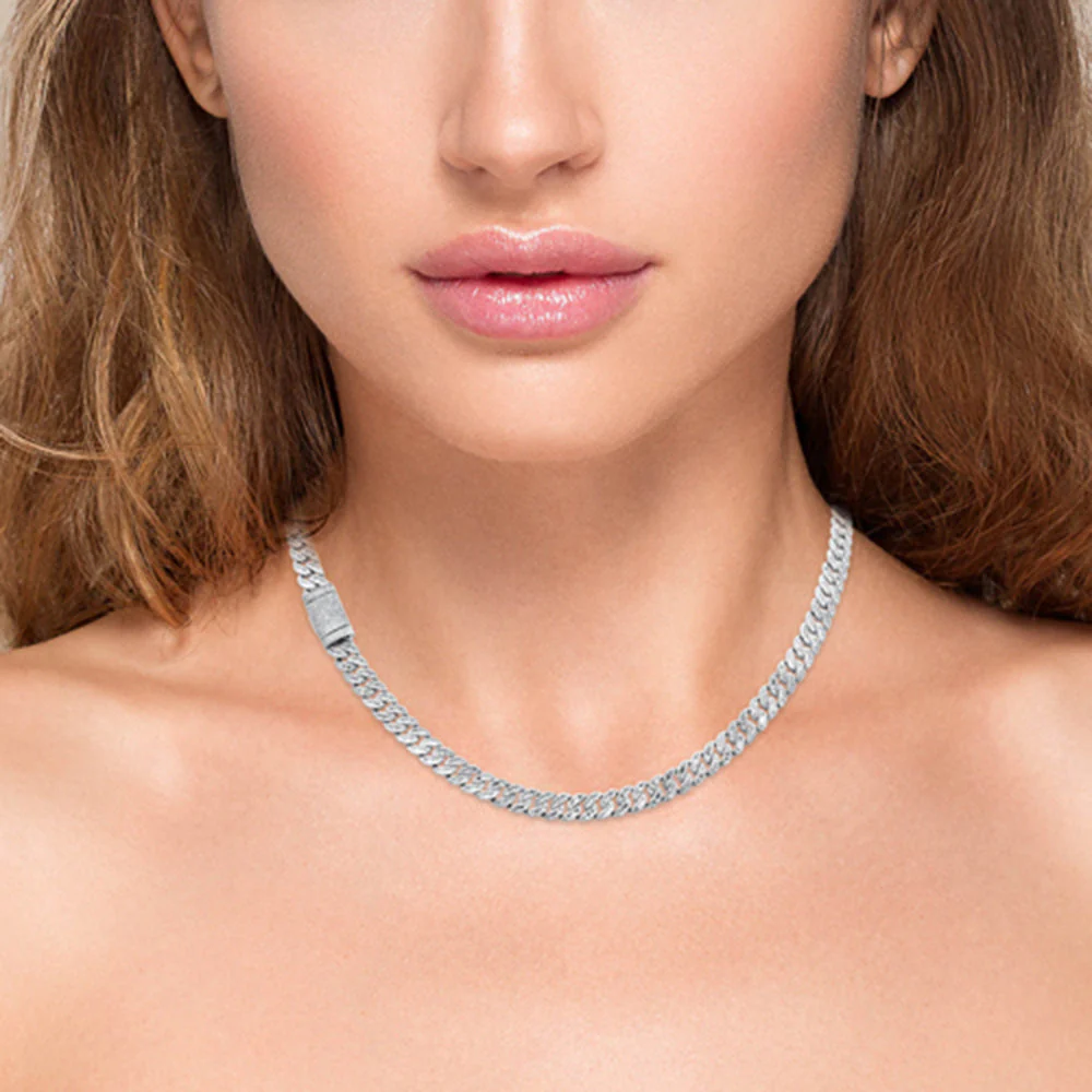 <span style="color:purple">SPECIAL!</span> 7MM 9.04ct G SI 14K White Gold Round & Baguette Diamond Cuban Necklace 22" Long - Image 3
