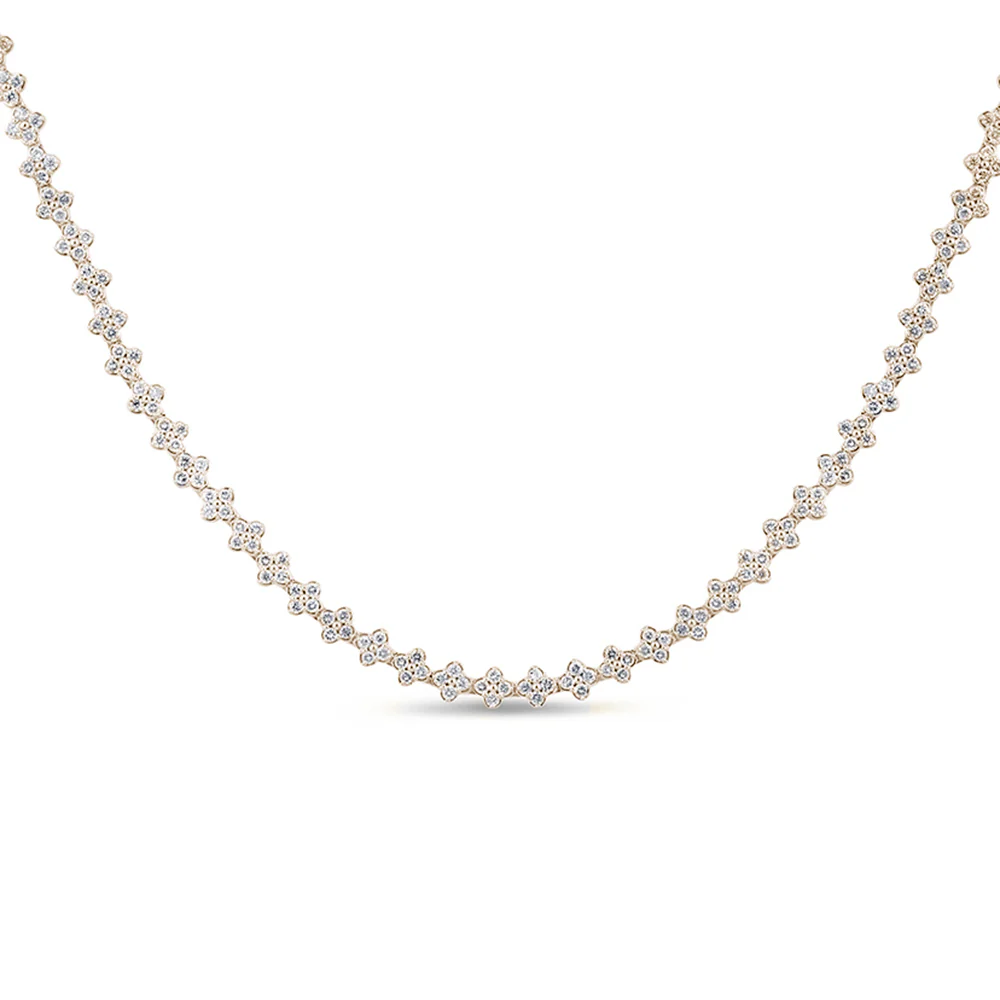 <span style="color:purple">SPECIAL!</span> 5.23ct G SI 14K Yellow Gold Diamond Flower Necklace 16" Long - Image 2