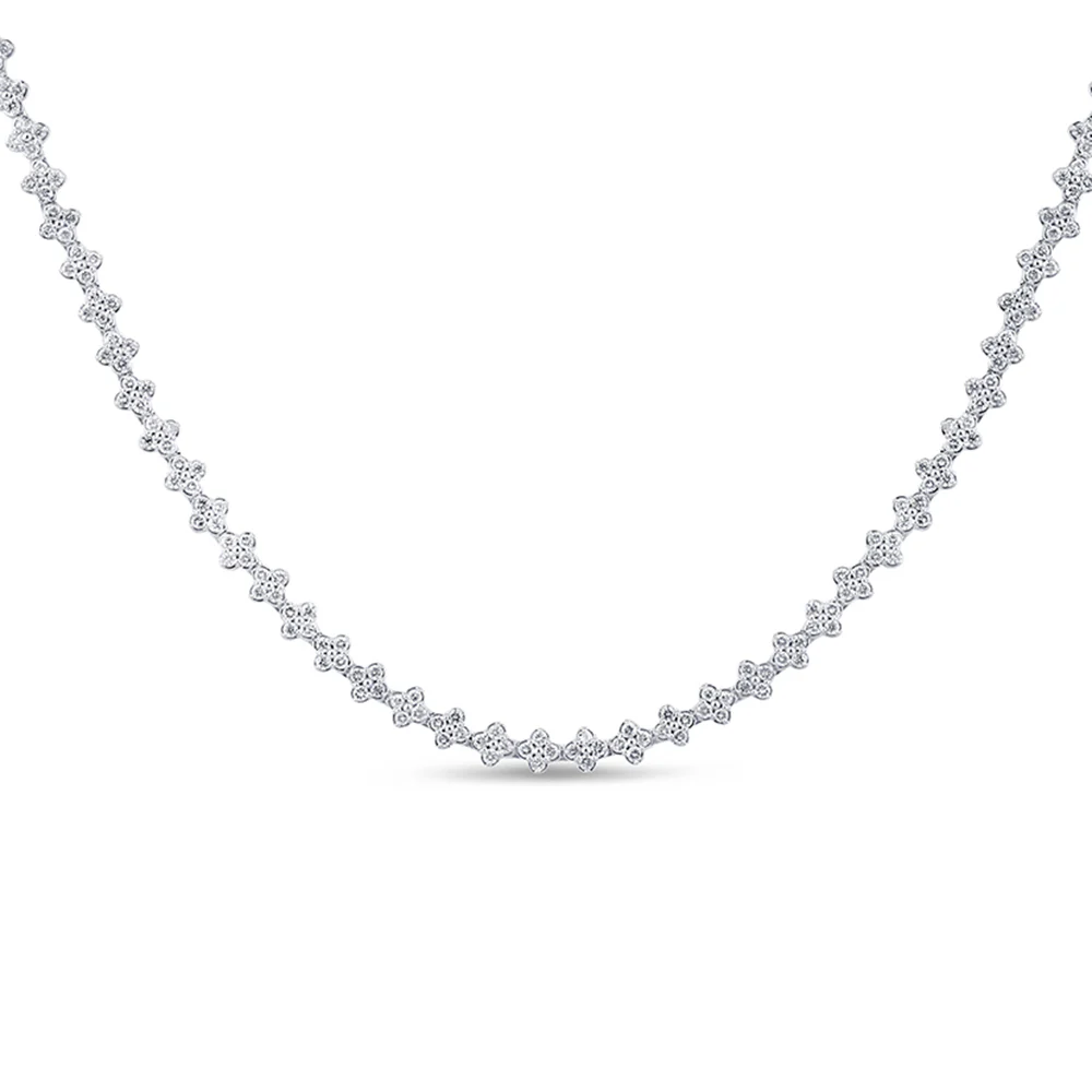 <span style="color:purple">SPECIAL!</span> 5.21ct G SI 14K White Gold Diamond Flower Necklace 16" Long - Image 2