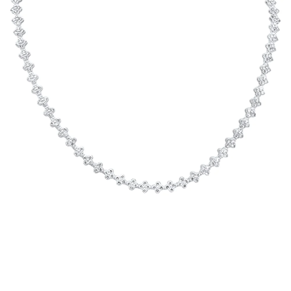 <span style="color:purple">SPECIAL!</span> 5.21ct G SI 14K White Gold Diamond Flower Necklace 16" Long - Image 4