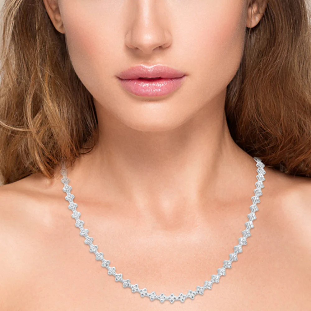 <span style="color:purple">SPECIAL!</span> 5.21ct G SI 14K White Gold Diamond Flower Necklace 16" Long - Image 5