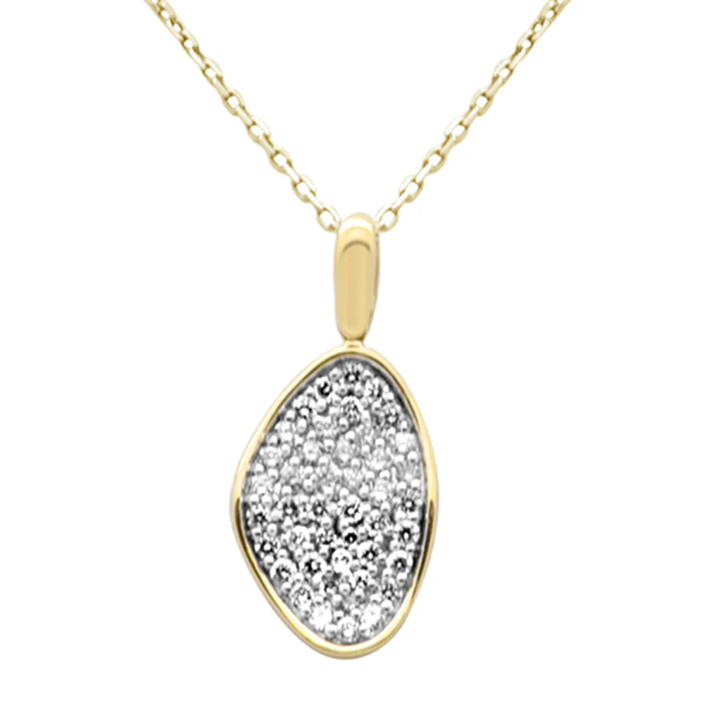 <span style="color:purple">SPECIAL!</span>.48ct G SI 14K Yellow Gold Diamond Dome Pendant Necklace 18" Long Chain