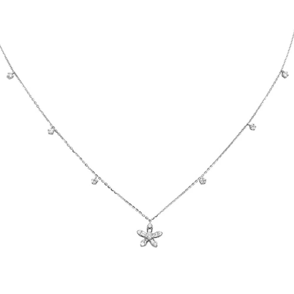 <span style="color:purple">SPECIAL!</span> .44ct G SI 14K White Gold Round & Baguette Diamond Pendant Necklace 16+2" Ext Long - Image 2