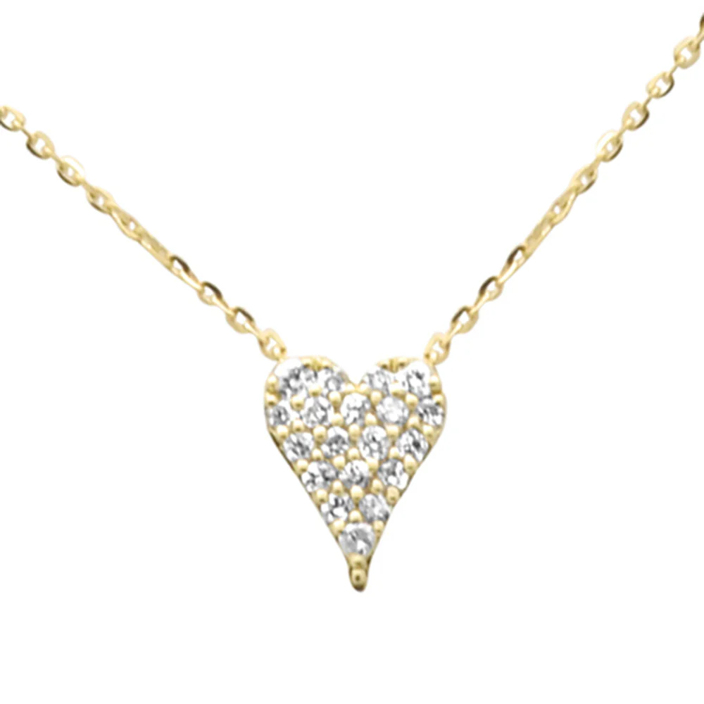 <span style="color:purple">SPECIAL!</span> .14ct G SI 14K Yellow Gold Heart Shape Diamond Pendant Necklace 18" Long
