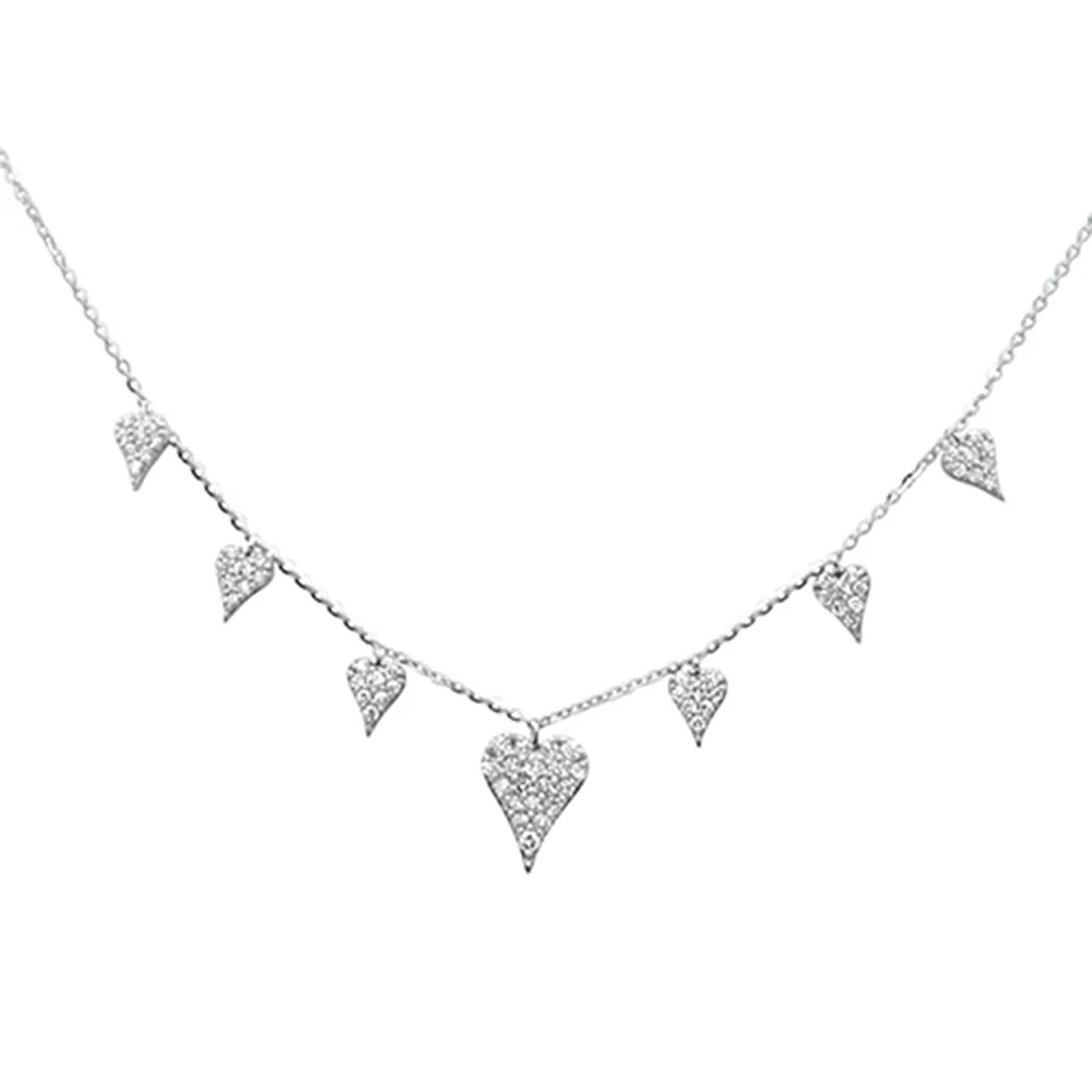 <span style="color:purple">SPECIAL!</span>.53ct G SI 14K White Gold Heart Shape Diamond Pendant Necklace 18" Long