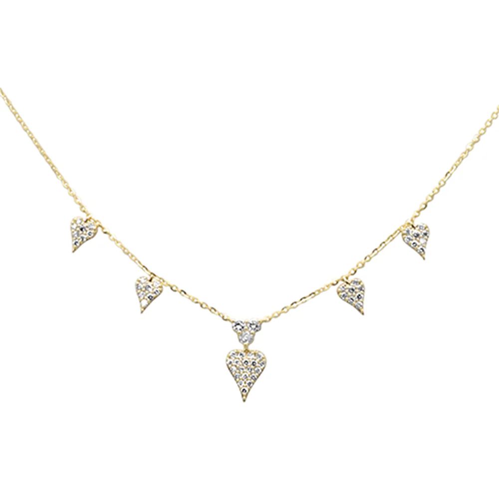 <span style="color:purple">SPECIAL!</span>.38ct G SI 14K Yellow Gold Heart Shape Diamond Pendant Necklace 18" Long