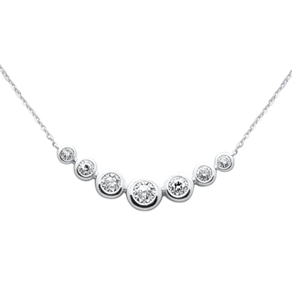 <span style="color:purple">SPECIAL!</span>.14ct G SI 14K White Gold Diamond Graduated Pendant Necklace 18" Long