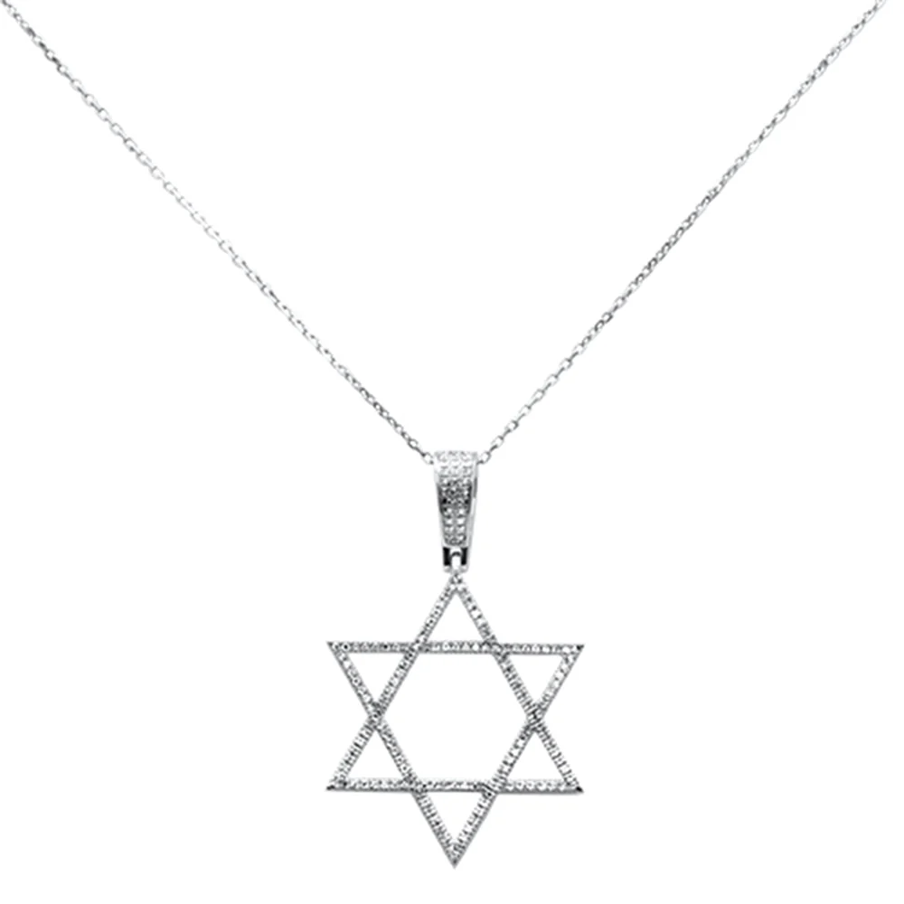 <span style="color:purple">SPECIAL!</span> .24ct G SI 14K White Gold Diamond Star of David Pendant Necklace 18" Long Chain - Image 2