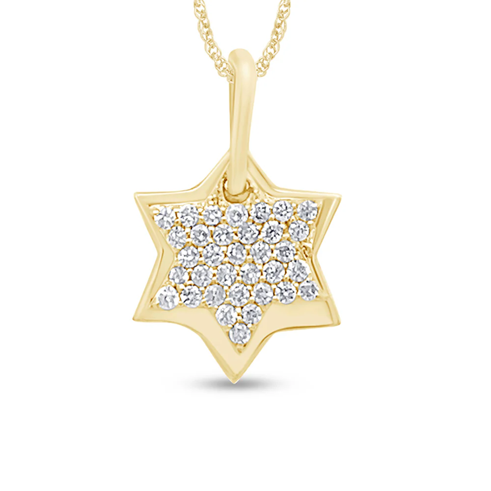 .13ct G SI 14K Yellow Gold Diamond Star Pendant Necklace 18" Long Chain